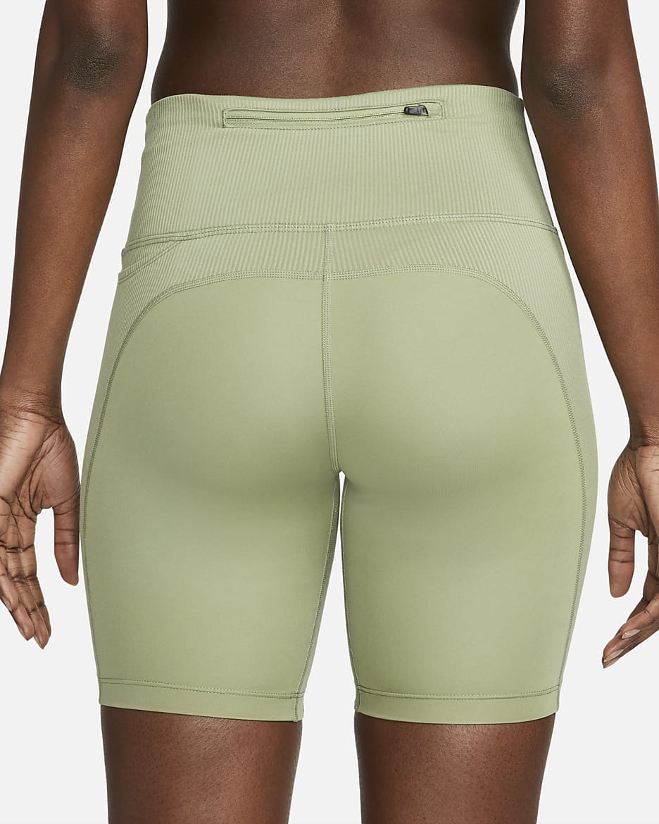 Nike Women s Tight Mid Rise Ribbed Panel Running Shorts with Pockets